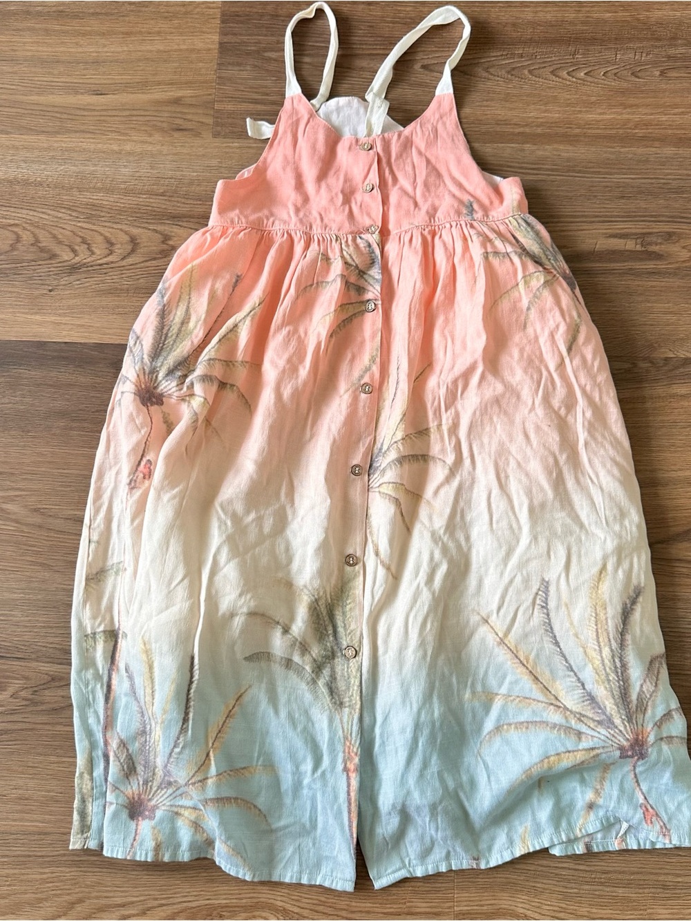 Agua Bendita Sleeveless Sun Dress Button Beach Vacation Resort Pocket Girls 14*